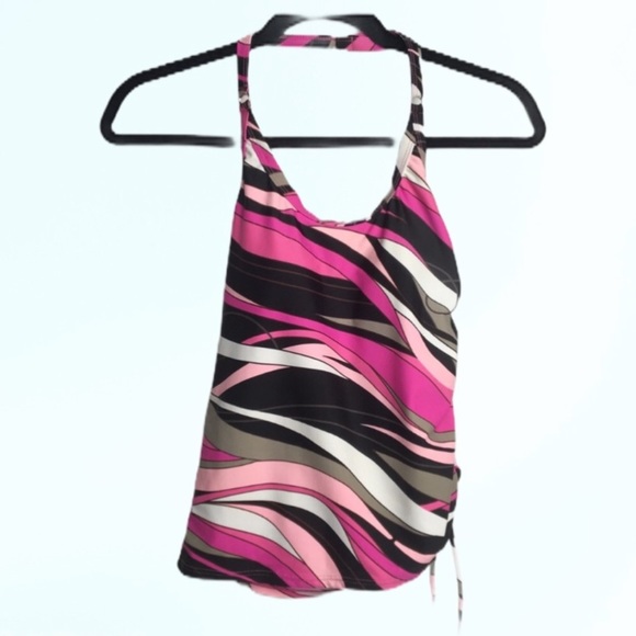 Bikini Bay Ladies Medium Pink/Black/White Tankini Bathing Suit Halter Top - Picture 10 of 10